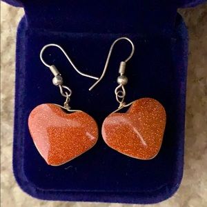 Goldstone crystal heart shape earrings.